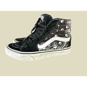 Vans Sneakers Women 7/ Black Sugar Skulls Dia De Los Muertos Hi Top Skate Shoes